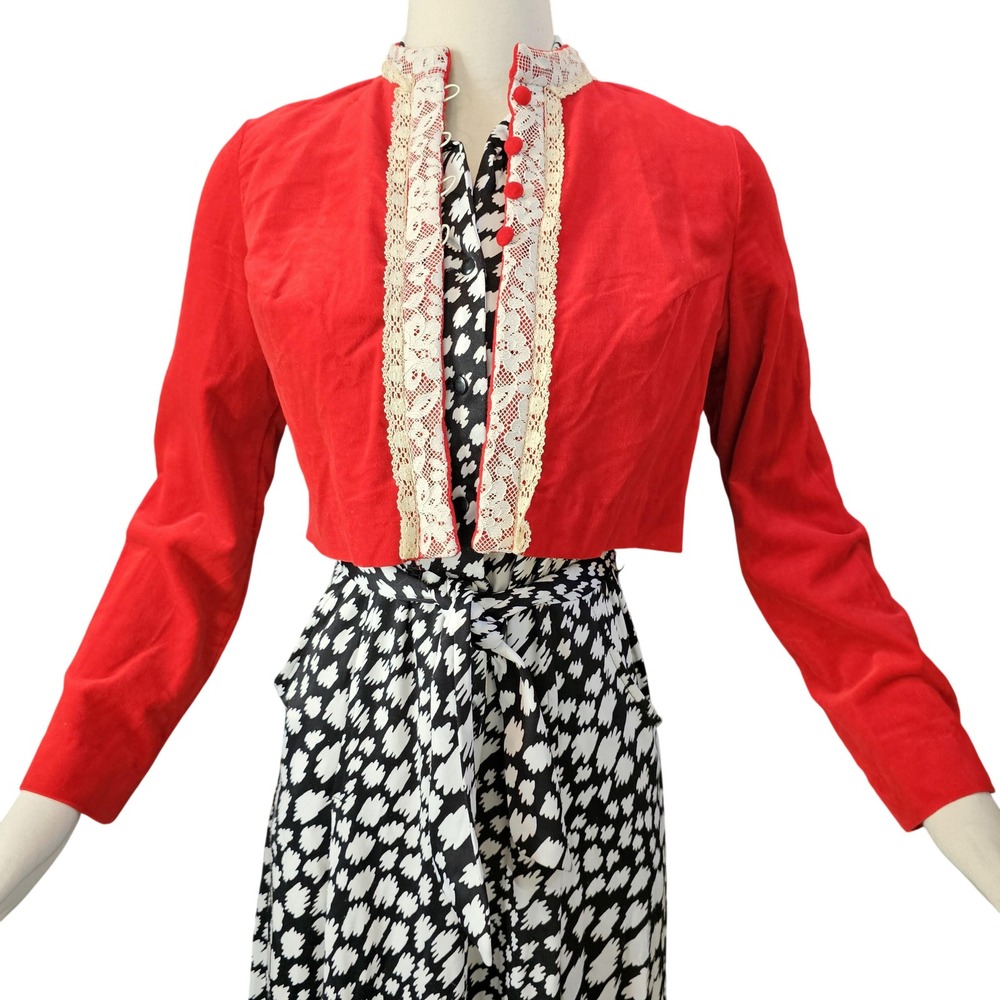 Vintage 1960's 50's‎ Jacket Shrug Red Velvet Cropped